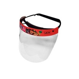 Protector facial para niños, con resorte, esponja confort en la frente, de mica transparente.