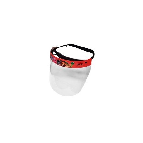 Protector facial para niños, con resorte, esponja confort en la frente, de mica transparente.