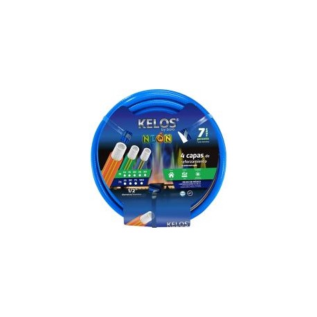 Manguera kelos color azul neon 1/2" 15m 4 capas
