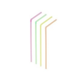 Bolsa con 100 popotes flexibles fluorescentes