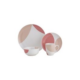 Juego de  vajilla 16 piezas Geométrico rosa
