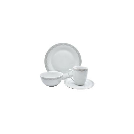 Vajilla porcelana 16 piezas gris