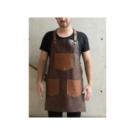 Mandil 100% piel chocolate bolsas brandy