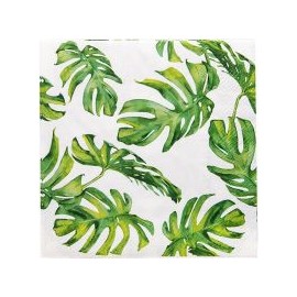 Servilleta papel 33x33 verde hojas