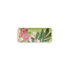 Plato rectangular melamina 45x19 flor verde Fantasy Garden