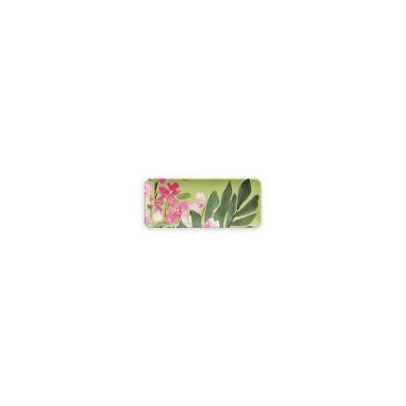 Plato rectangular melamina 45x19 flor verde Fantasy Garden