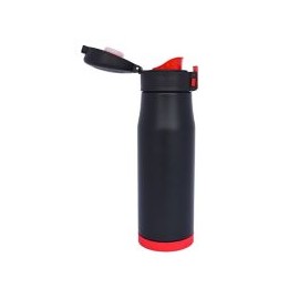 Termo plástico 500ml negro/rojo