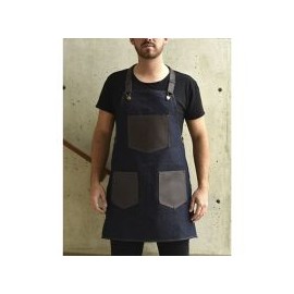 Mandil mezclilla bolsas ecopiel chocolate