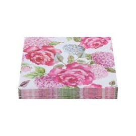 Servilleta papel 33x33 rosa flores