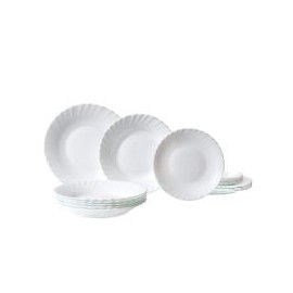 Vajilla 18 pzas prima blanca opal glass. Para 6 personas