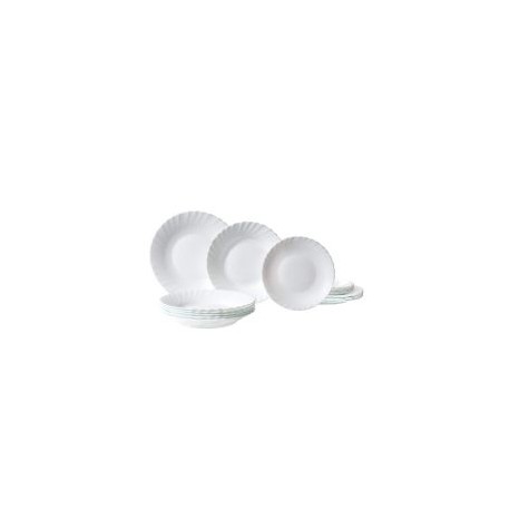 Vajilla 18 pzas prima blanca opal glass. Para 6 personas