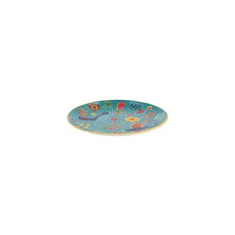 Plato 22Cm Pajaro Flores Azul