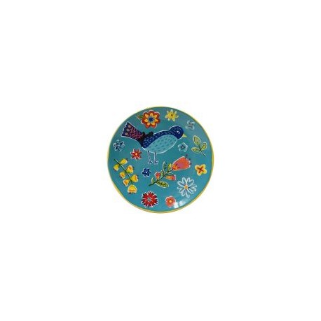 Plato Postre 15Cm Pajaro Azul