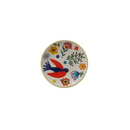 Plato Postre 15Cm Pajaro Ramas