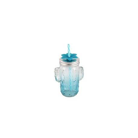 Jarra Cactus De Vidrio 400 Ml Azul