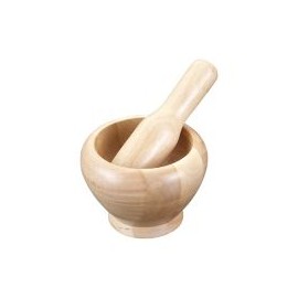 Mortero de madera de árbol de caucho