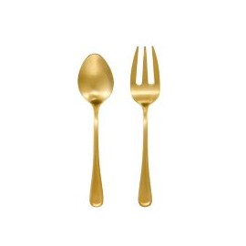 Set 2 pzs cubiertos dorados acero inoxidable