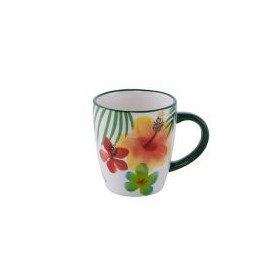 Taza cerámica flores