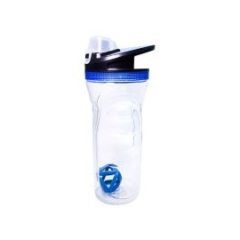 Botella plástico 20oz con agitador para proteina azul