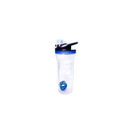 Botella plástico 20oz con agitador para proteina azul
