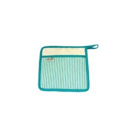 Agarradera 100% Algodón Rayas Bco/Aqua