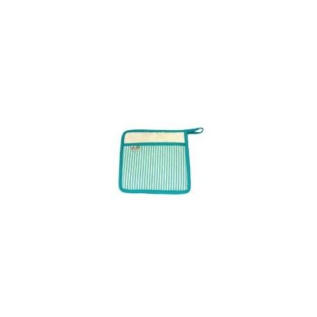 Agarradera 100% Algodón Rayas Bco/Aqua