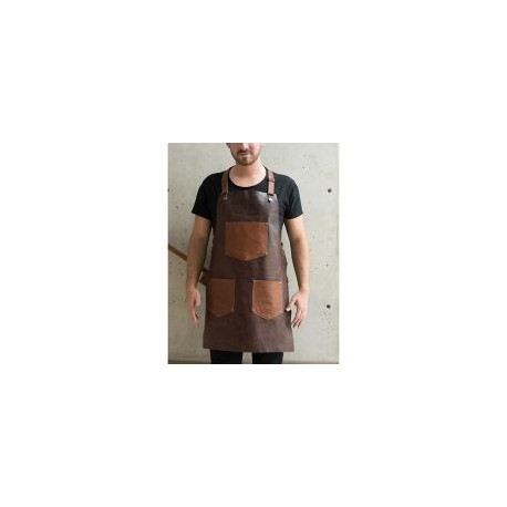 Mandil 100% piel chocolate bolsas brandy