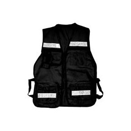 Chaleco Tipo Brigadista Negro Con Cinta Reflejante