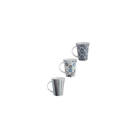 Tarro Porcelana Diseño Geométrico Azul/Blanc 375Ml