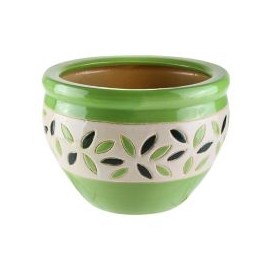 Maceta Hojas HV-281 Verde 17 x 12 cm